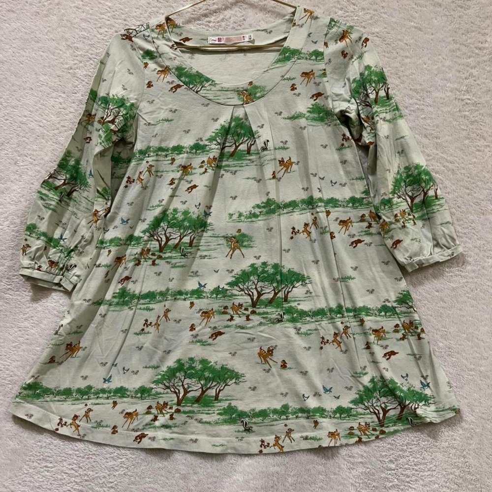 Light green Bambi top Disney Uniqlo size small